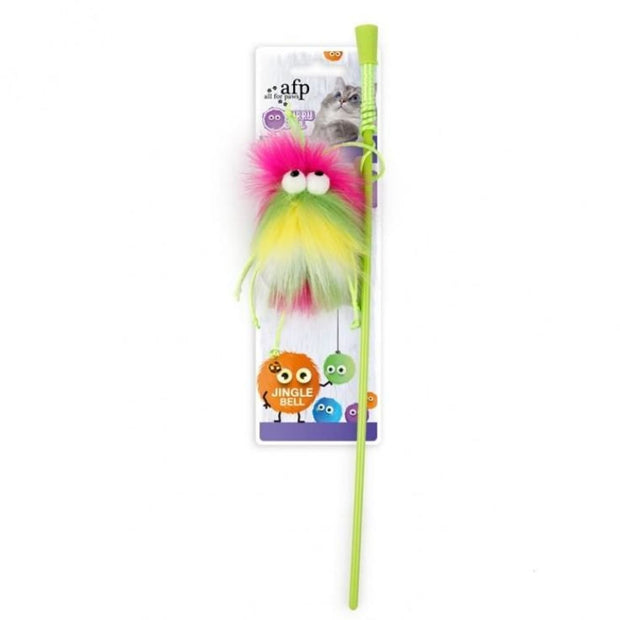 All For Paws Fluff-Ball Wand - Green - Cat Toys
