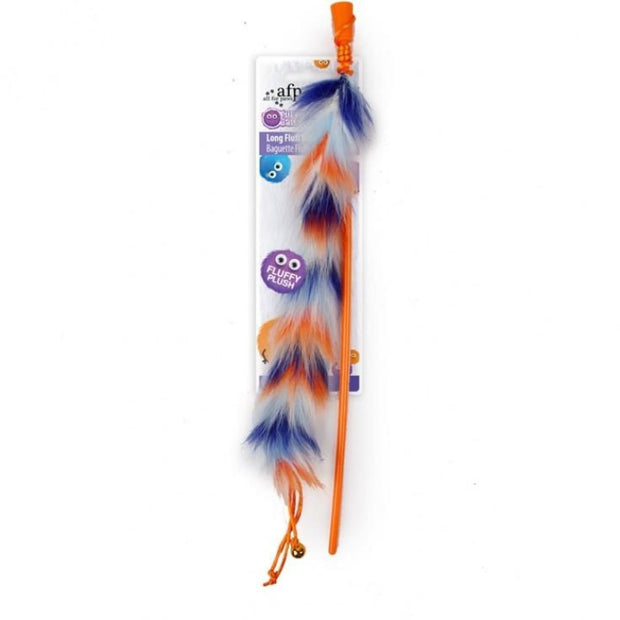 All For Paws Long Fluffy Wand - Orange - Cat Toys