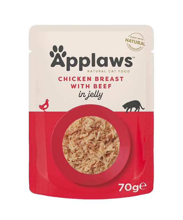 Applaws Adult Wet Cat Food Pouch - Chicken with Beef in Jelly (70g)