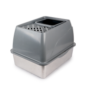 Go Fresh - Stainless Steel No Mess Cat Litter Box - Grey