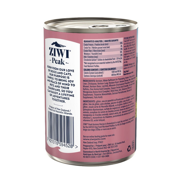 ZIWI Peak Venison Recipe Wet Dog Food (390g)