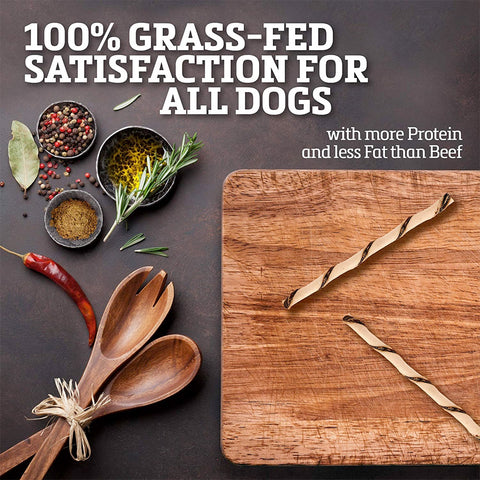 Buffalo Range Natural, Grain Free Jerky Twist Rawhide Chews for Dogs