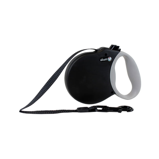 Alcott Reflective Retractable Leash Black - Collars & 