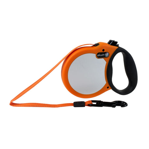 Alcott Reflective Retractable Leash Neon Orange - Collars & 