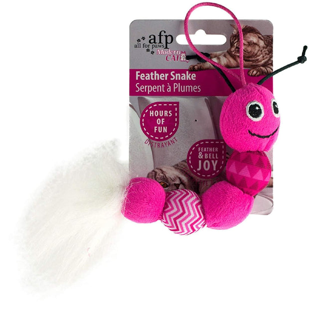 All For Paws Feather Snake - Pink - Cat Toys