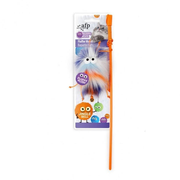 All For Paws Fluff-Ball Wand - Orange - Cat Toys