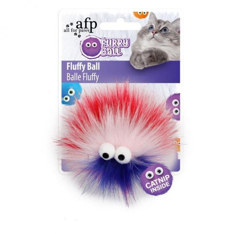 All For Paws Fluffy Ball Red - Cat Toys