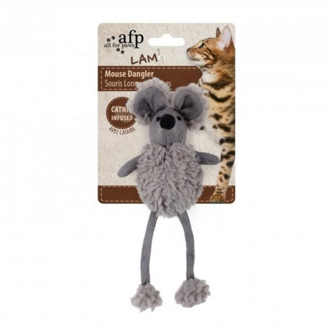 All For Paws Lambswool Door Dangler - Grey - Cat Toys