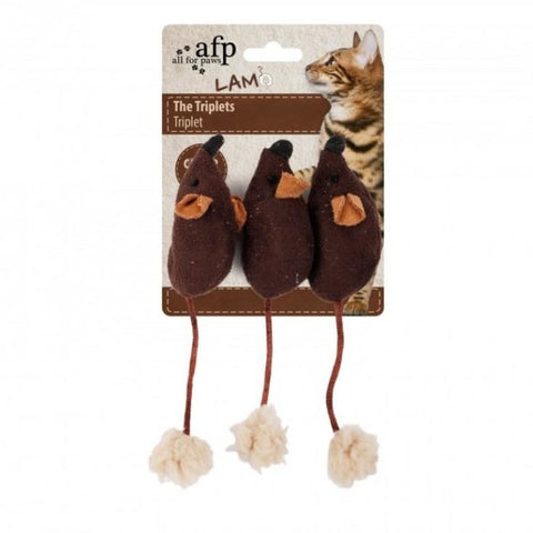All For Paws Mouse Triplets - Brown - Cat Toys