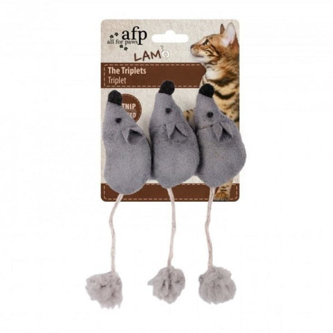 All For Paws Mouse Triplets - Grey - Cat Toys
