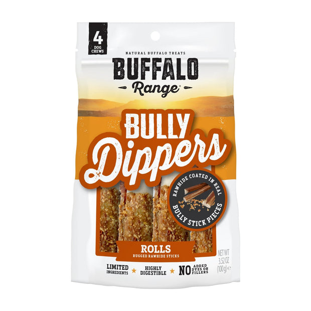 Buffalo Range Bully Dipped Roll For Dogs – 4pc