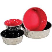 Diamonds Stainless Non-Slip Dog Bowls - Red - Dog Bowls & 