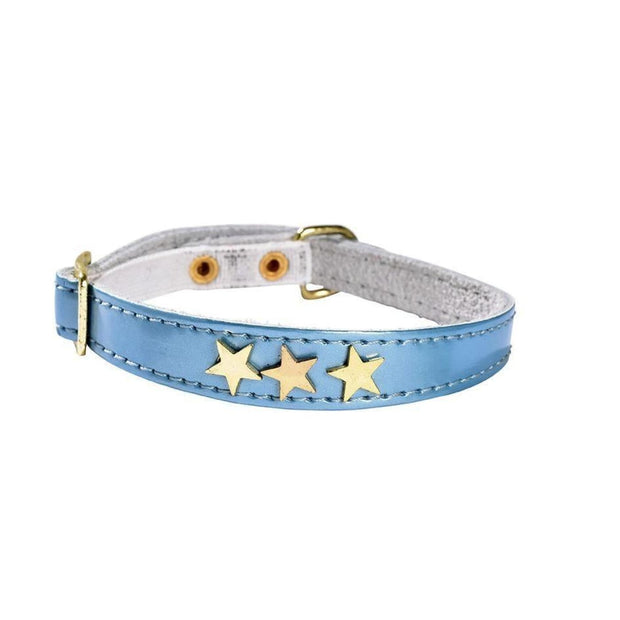 Etoiles Leather Cat Collar - Blue - Cat Collars & Tags