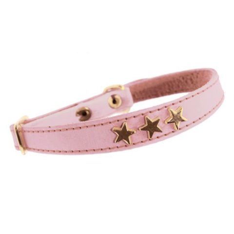 Etoiles Leather Cat Collar - Pink - Cat Collars & Tags