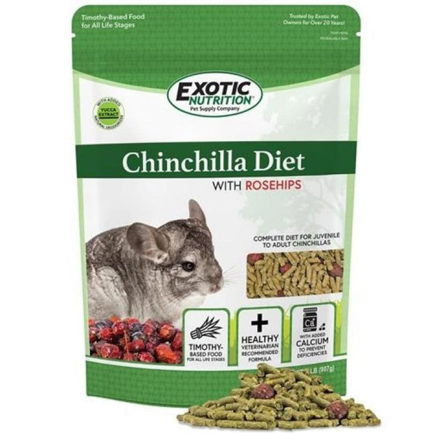Exotic Nutrition Chinchilla Diet with Rose Hips 2lb - Small 