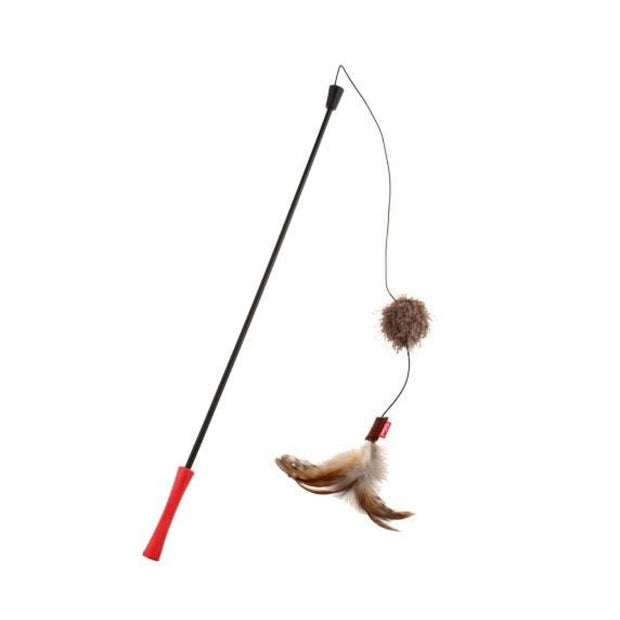 GiGwi Feather Teaser W/ Natural Plush Tail And TPR Handle 