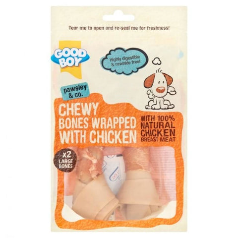 GoodBoy Chewy Chicken Wrapped Bones Large - 2pk - Dog Treats