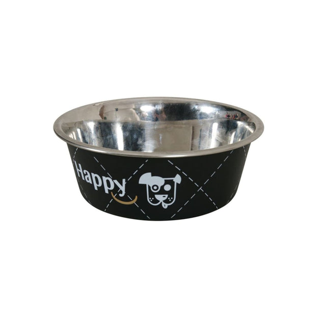 Happy Stainless Steel Dog Bowls - Black - Dog Bowls & 