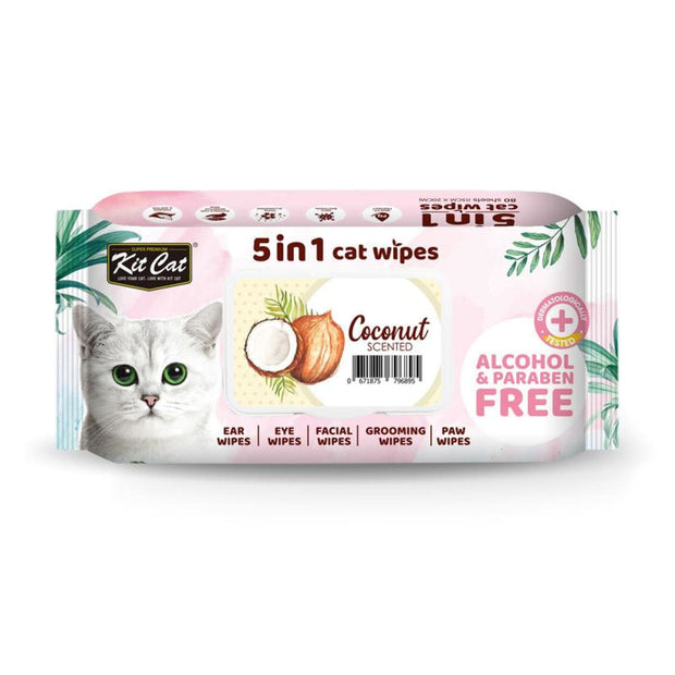 Kit Cat 5-in-1 Cat Wipes - Cat Health & Grooming