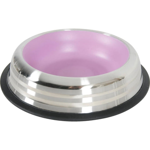 Merenda Stainless Non-Slip Dog Bowl - Pink - Dog Bowls & 