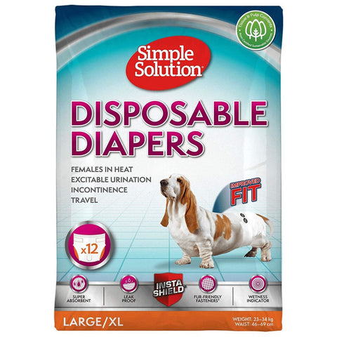 Simple Solution Disposable Diapers for Dogs - Large-XL - 