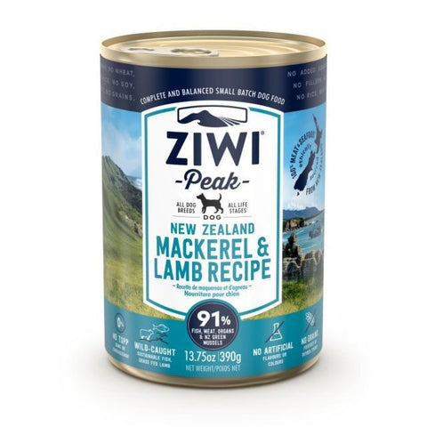 Ziwi Peak Dog Wet Recipe - Mackarel & Lamb (390g) - Dog Food
